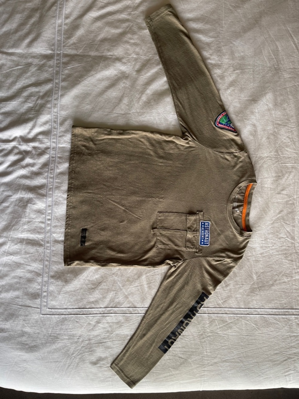 Kids Long Sleeve Utility Tee in Olive Green
